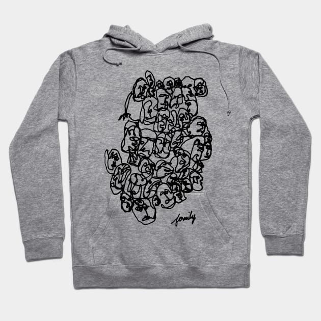 Family Line Drawing Art Black Print Hoodie by terrybain